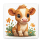 Cute Cow Canvas Art Print, Kid's Room Decor, Animal Lovers Gift, Nursery Wall Art, Farmhouse Style Decor