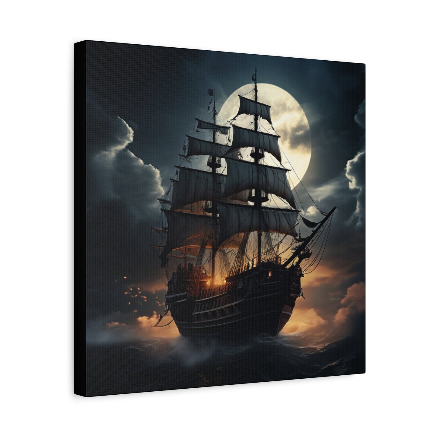 Nautical Canvas Art, Pirate Ship Wall Decor, Gothic Home Decor, Ocean Themed Artwork, Halloween Decor, Gift for Sailors