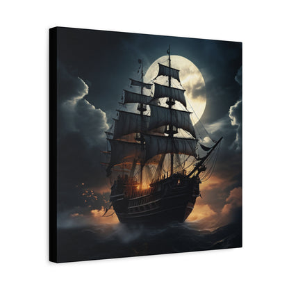 Nautical Canvas Art, Pirate Ship Wall Decor, Gothic Home Decor, Ocean Themed Artwork, Halloween Decor, Gift for Sailors