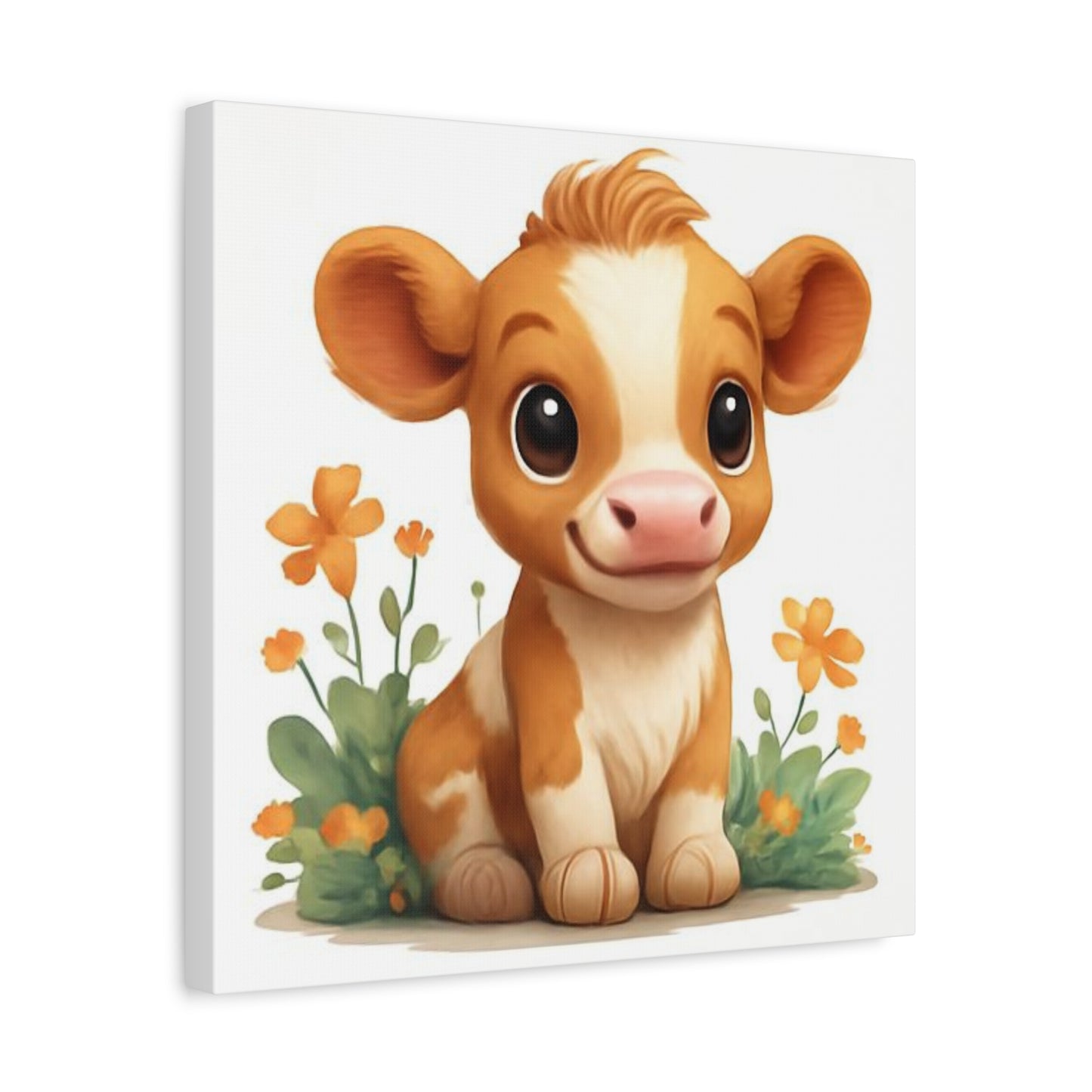 Cute Cow Canvas Art Print, Kid's Room Decor, Animal Lovers Gift, Nursery Wall Art, Farmhouse Style Decor