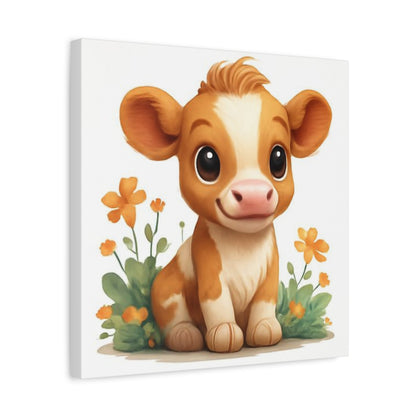 Cute Cow Canvas Art Print, Kid's Room Decor, Animal Lovers Gift, Nursery Wall Art, Farmhouse Style Decor