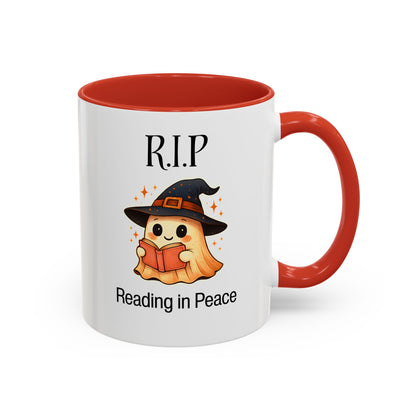 Halloween Reading Mug, Cute Ghost Coffee Cup, Spooky Gift for Book Lovers, Witchy Kitchen Decor, Fun Halloween Gift, Reading Ghost