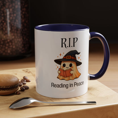 Halloween Reading Mug, Cute Ghost Coffee Cup, Spooky Gift for Book Lovers, Witchy Kitchen Decor, Fun Halloween Gift, Reading Ghost