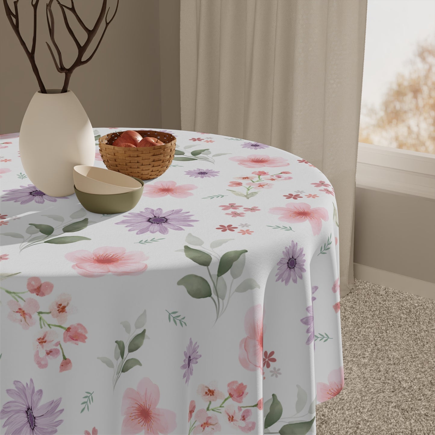 Floral Tablecloth Decor - Elegant Dining Essential for Parties, Picnics, Weddings, Home Decor, Table Covering