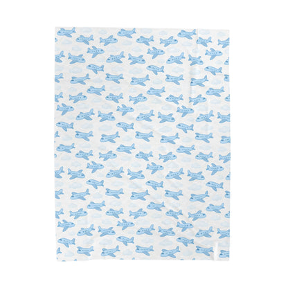 Soft Airplane Velveteen Blanket | Cozy Kids Throw, Nursery Decor, Baby Shower Gift, Travel Comfort, Lightweight Blanket, Airplane Nursery