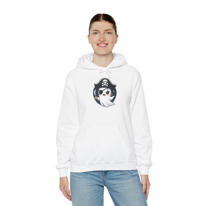 Pirate Ghost Hoodie, Cozy Hooded Sweatshirt for Halloween, Unisex Casual Wear, Cute Gift for Kids and Adults, Spooky Apparel