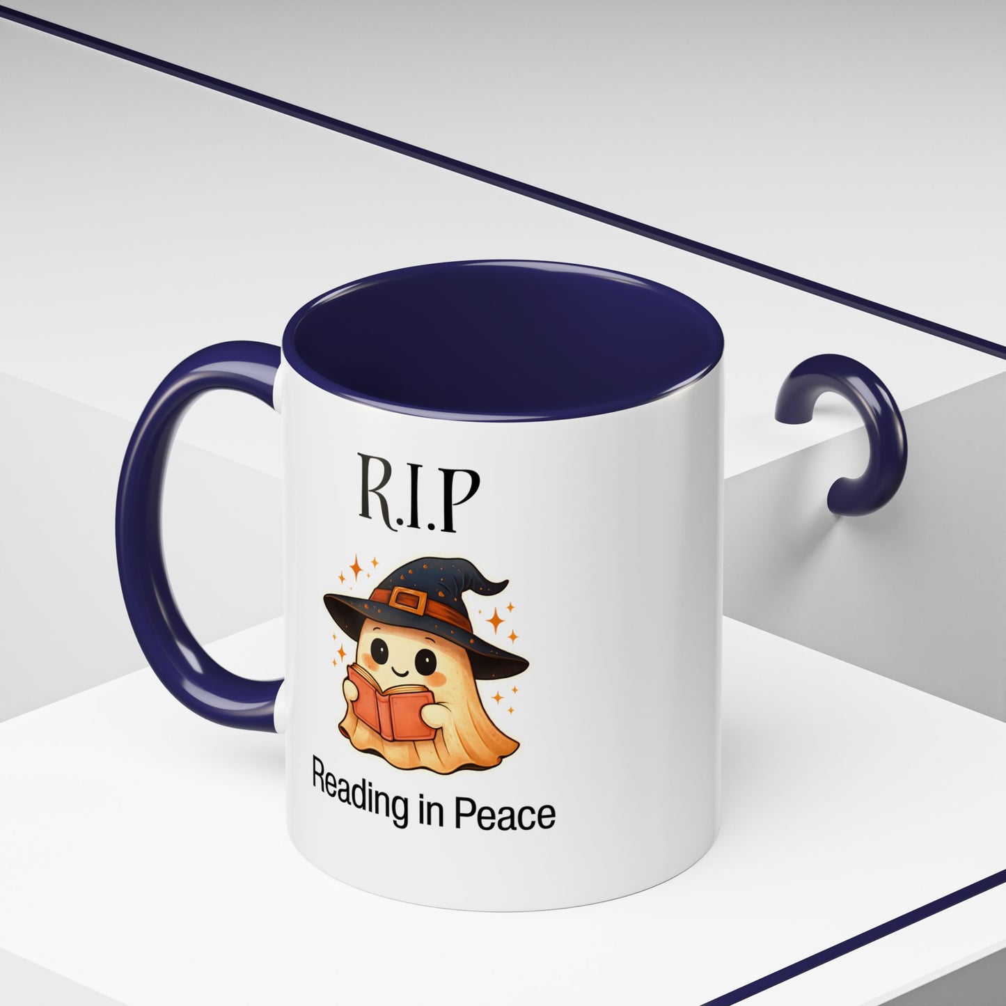 Halloween Reading Mug, Cute Ghost Coffee Cup, Spooky Gift for Book Lovers, Witchy Kitchen Decor, Fun Halloween Gift, Reading Ghost