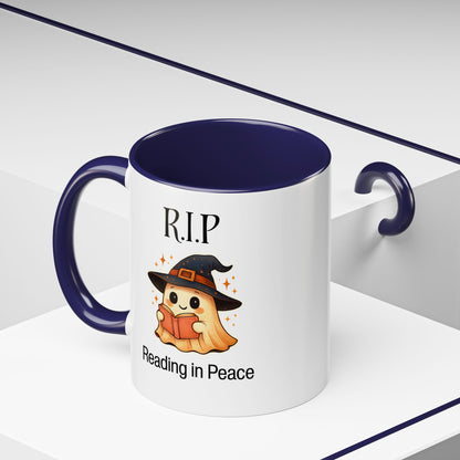 Halloween Reading Mug, Cute Ghost Coffee Cup, Spooky Gift for Book Lovers, Witchy Kitchen Decor, Fun Halloween Gift, Reading Ghost