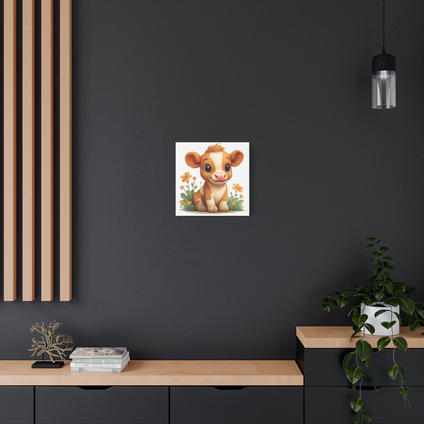 Cute Cow Canvas Art Print, Kid's Room Decor, Animal Lovers Gift, Nursery Wall Art, Farmhouse Style Decor