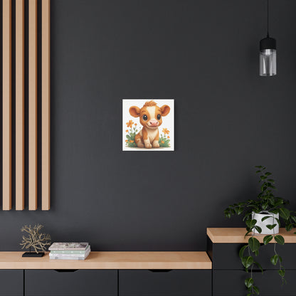 Cute Cow Canvas Art Print, Kid's Room Decor, Animal Lovers Gift, Nursery Wall Art, Farmhouse Style Decor