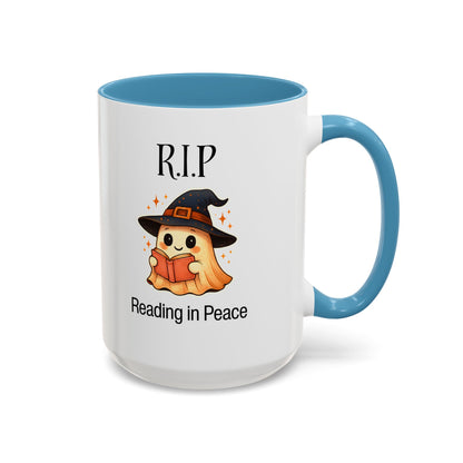 Halloween Reading Mug, Cute Ghost Coffee Cup, Spooky Gift for Book Lovers, Witchy Kitchen Decor, Fun Halloween Gift, Reading Ghost