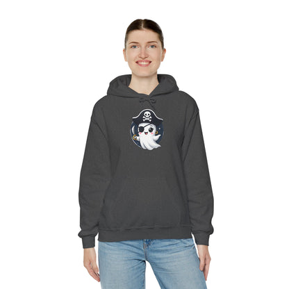 Pirate Ghost Hoodie, Cozy Hooded Sweatshirt for Halloween, Unisex Casual Wear, Cute Gift for Kids and Adults, Spooky Apparel