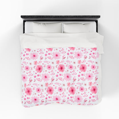 Floral Velveteen Plush Blanket - Cozy Home Decor, Flower Blanket, Gift for Her, Nursery Throw, Spring Decor