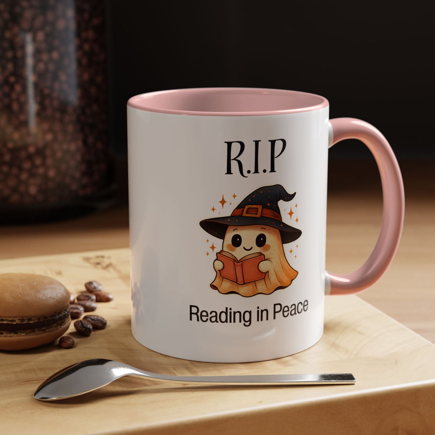 Halloween Reading Mug, Cute Ghost Coffee Cup, Spooky Gift for Book Lovers, Witchy Kitchen Decor, Fun Halloween Gift, Reading Ghost