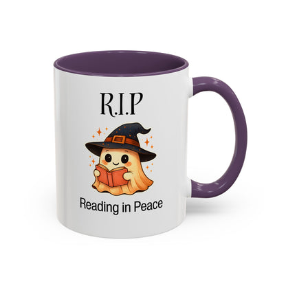 Halloween Reading Mug, Cute Ghost Coffee Cup, Spooky Gift for Book Lovers, Witchy Kitchen Decor, Fun Halloween Gift, Reading Ghost
