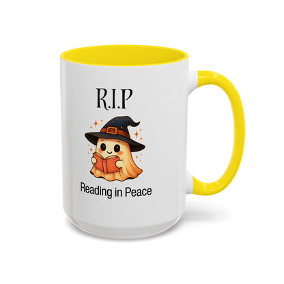 Halloween Reading Mug, Cute Ghost Coffee Cup, Spooky Gift for Book Lovers, Witchy Kitchen Decor, Fun Halloween Gift, Reading Ghost