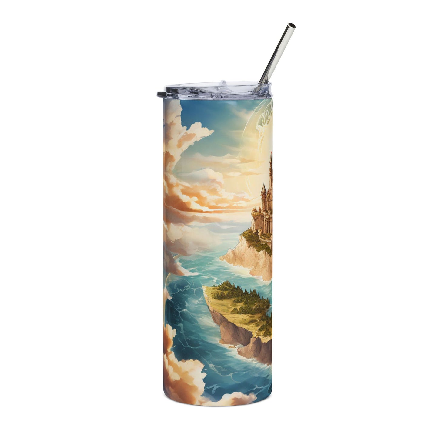 Fantasy Landscape Tumbler, 20oz Stainless Steel Travel Mug, Unique Adventure Drinkware, Gift for Fantasy Lovers, Castlecore, Castle lover