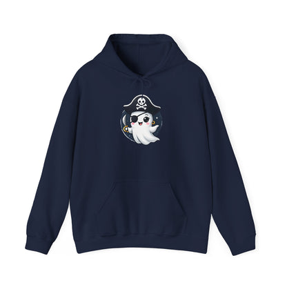Pirate Ghost Hoodie, Cozy Hooded Sweatshirt for Halloween, Unisex Casual Wear, Cute Gift for Kids and Adults, Spooky Apparel