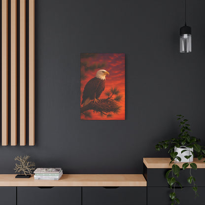 Eagle Sunset Canvas Wall Art, Home Decor, Wildlife Lover Gift, Nature Wall Art, American Eagle Print, Living Room Decor