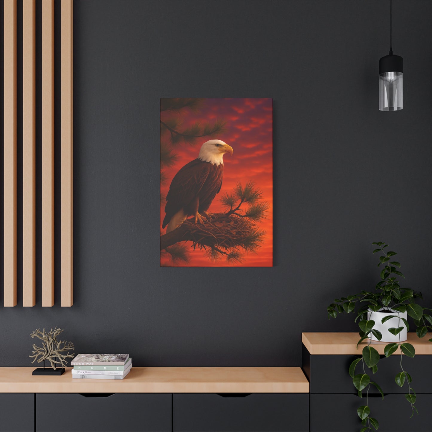 Eagle Sunset Canvas Wall Art, Home Decor, Wildlife Lover Gift, Nature Wall Art, American Eagle Print, Living Room Decor