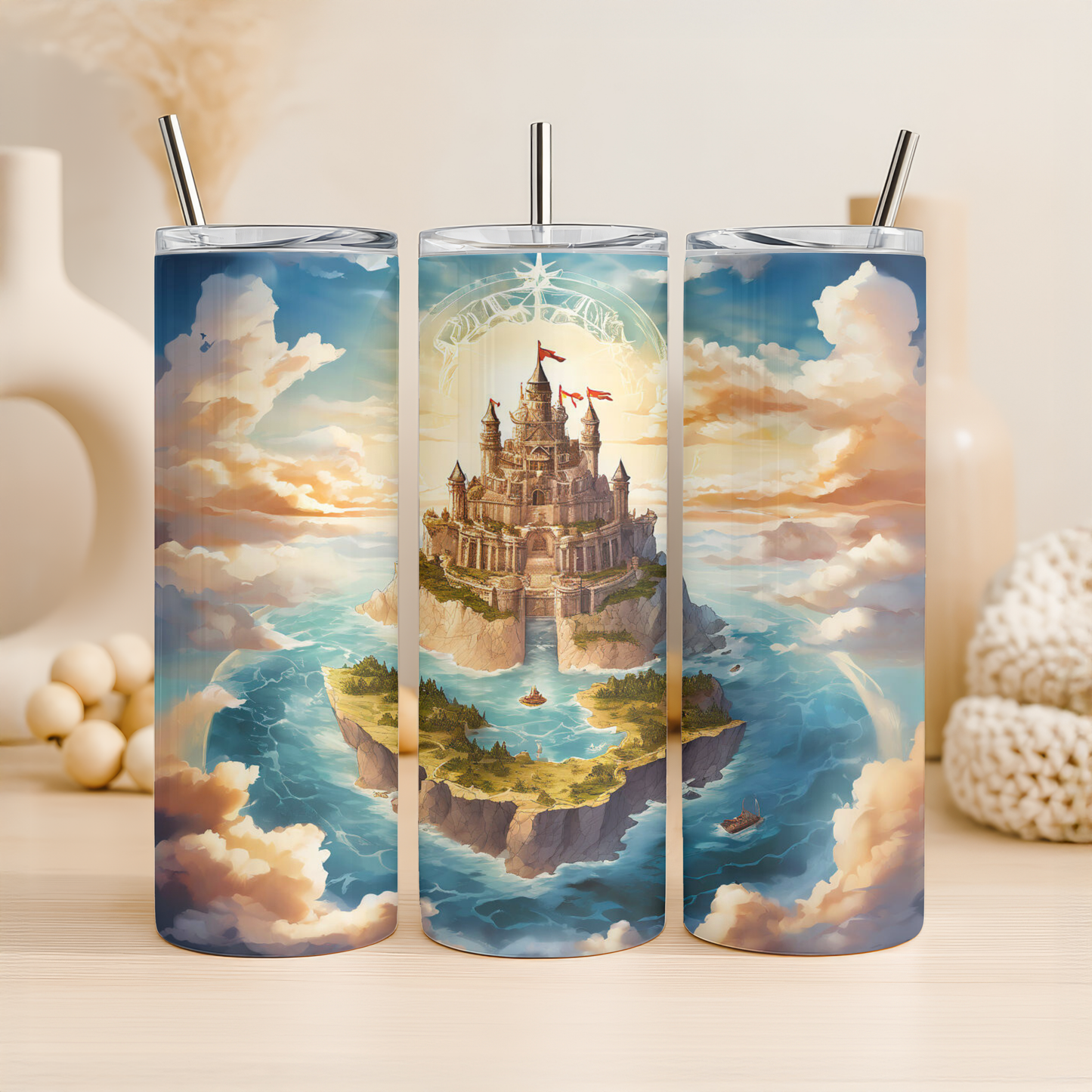 Fantasy Landscape Tumbler, 20oz Stainless Steel Travel Mug, Unique Adventure Drinkware, Gift for Fantasy Lovers, Castlecore, Castle lover