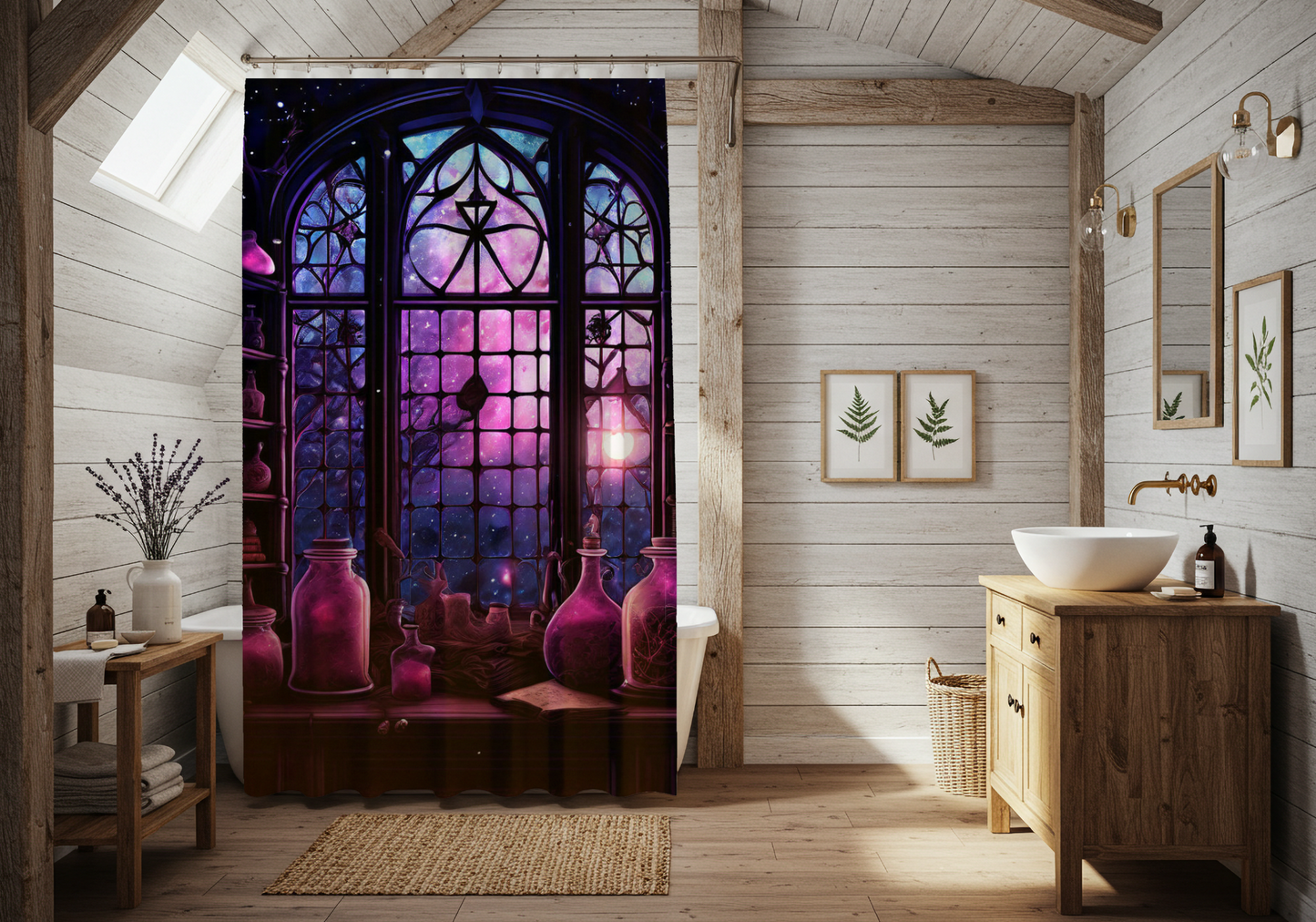 Mystical Gothic Shower Curtain, Dark Boho Bathroom Decor, Witchy Home Accents, Unique Gift for Halloween, Spooky Vibe Decor