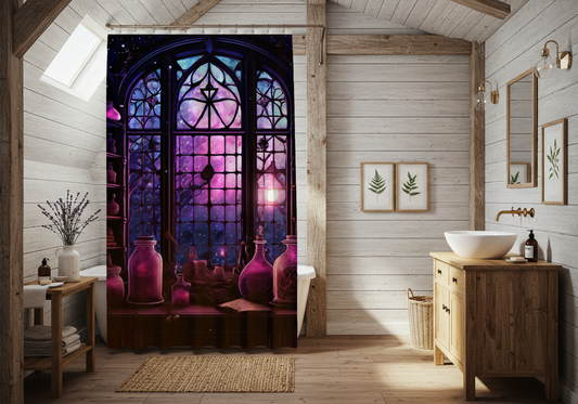 Mystical Gothic Shower Curtain, Dark Boho Bathroom Decor, Witchy Home Accents, Unique Gift for Halloween, Spooky Vibe Decor