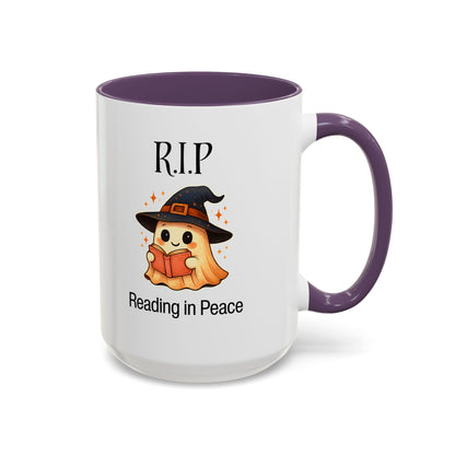 Halloween Reading Mug, Cute Ghost Coffee Cup, Spooky Gift for Book Lovers, Witchy Kitchen Decor, Fun Halloween Gift, Reading Ghost