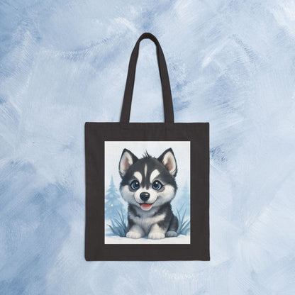 Adorable Husky Tote Bag, Cute Dog Lover Gift, Eco-Friendly Shopping Bag, Pet Lover Accessory, Winter Vibes Canvas Bag, Dog Dad, Dog Mom