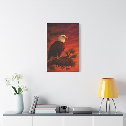 Eagle Sunset Canvas Wall Art, Home Decor, Wildlife Lover Gift, Nature Wall Art, American Eagle Print, Living Room Decor