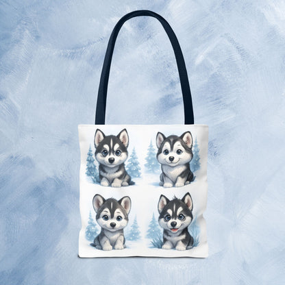 Adorable Husky Dog Tote Bag, Cute Animal Lover Gift, Eco-Friendly Shopping Bag, Stylish Pet Parent Accessory, Ideal for Birthdays, Dog Dad