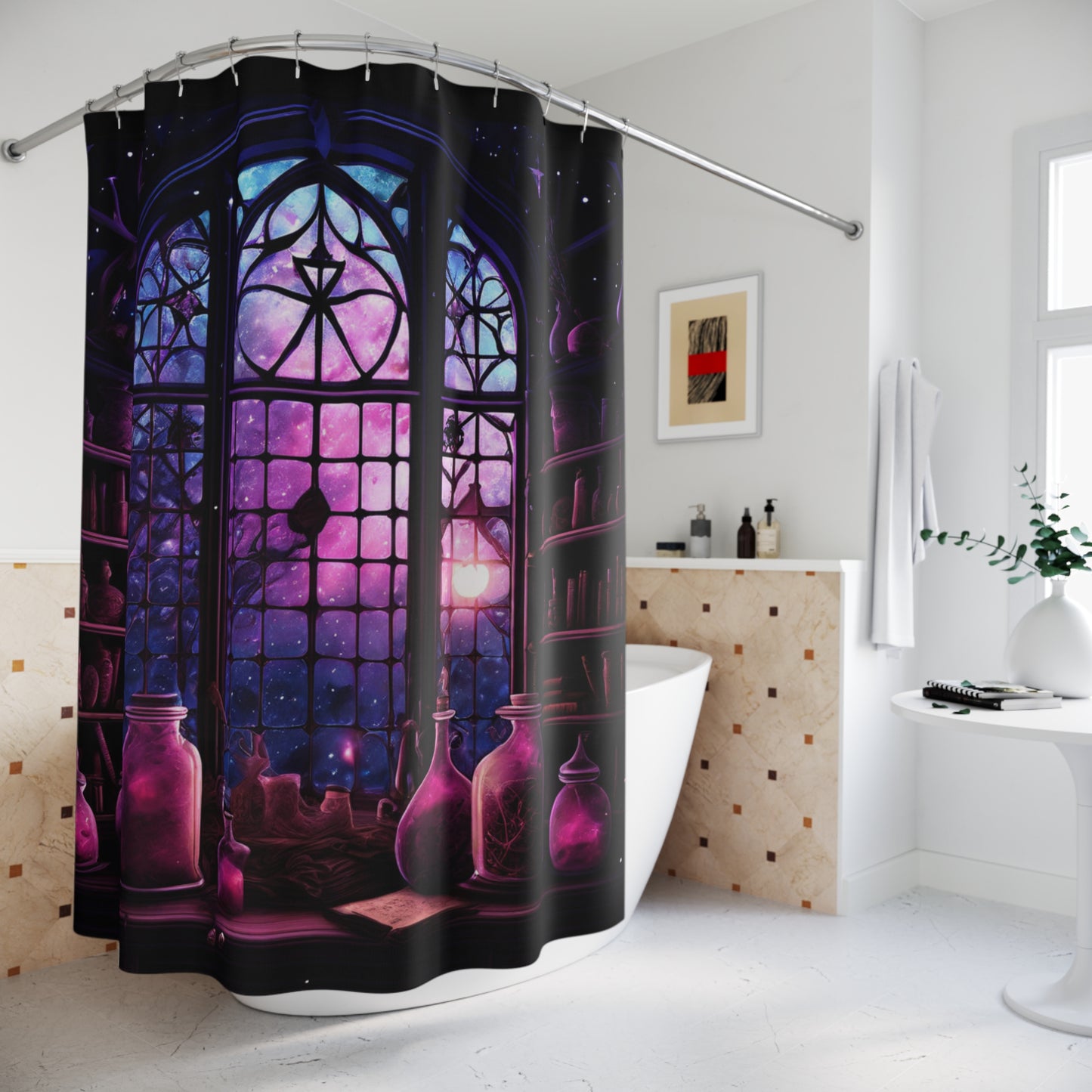 Mystical Gothic Shower Curtain, Dark Boho Bathroom Decor, Witchy Home Accents, Unique Gift for Halloween, Spooky Vibe Decor