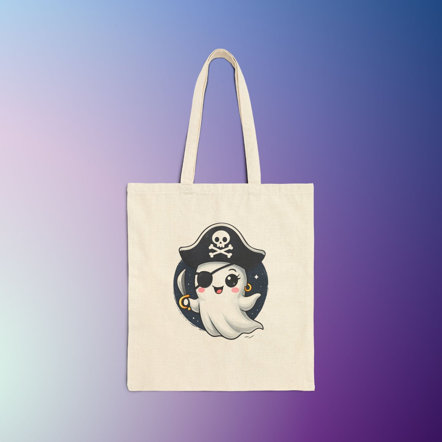 Pirate Ghost Tote Bag | Cute Halloween Bag, Canvas Shopping Bag, Ghost Lover Gift, Eco-Friendly Tote, Trick or Treat Bag
