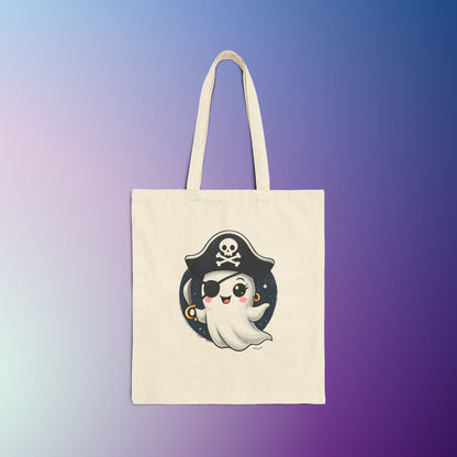 Pirate Ghost Tote Bag | Cute Halloween Bag, Canvas Shopping Bag, Ghost Lover Gift, Eco-Friendly Tote, Trick or Treat Bag