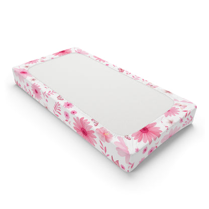 Floral Baby Changing Pad Cover, Nursery Decor, Baby Shower Gift, Soft Cotton Fabric, Floral Baby Essentials, Gender Neutral Baby Bedding