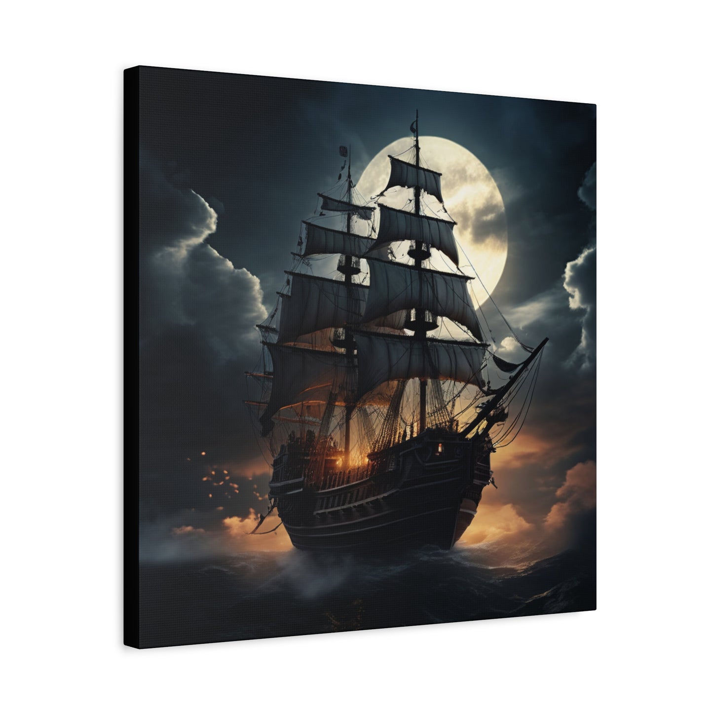 Nautical Canvas Art, Pirate Ship Wall Decor, Gothic Home Decor, Ocean Themed Artwork, Halloween Decor, Gift for Sailors