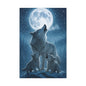 Wolf Family Moonlit Canvas Art, Nature Decor, Wildlife Wall Art, Home Office Art, Gift for Animal Lovers