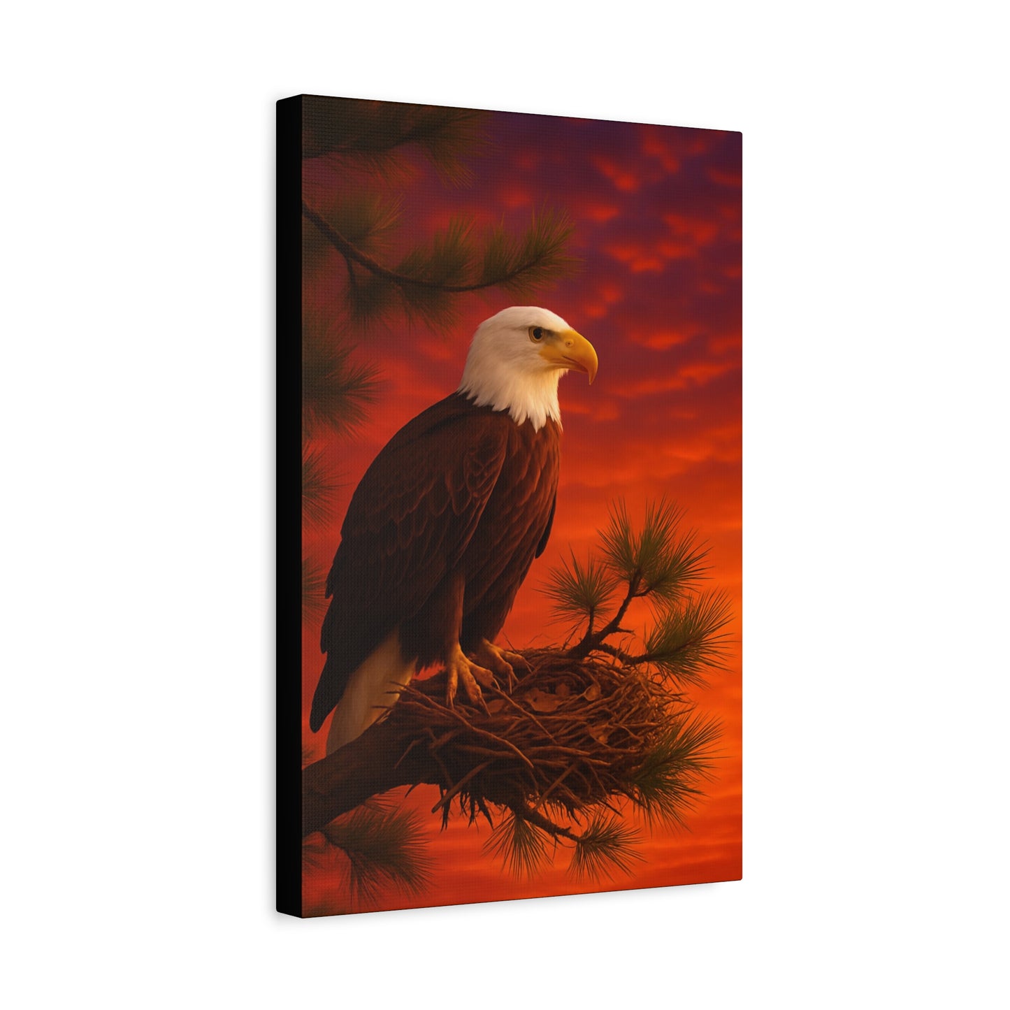 Eagle Sunset Canvas Wall Art, Home Decor, Wildlife Lover Gift, Nature Wall Art, American Eagle Print, Living Room Decor