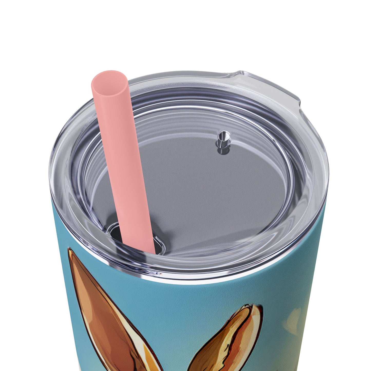 Whimsical Bunny Skinny Tumbler | 20oz Water Bottle, Cute Rabbit Design, Perfect for Spring, Easter, Animal Lovers, Eco-Friendly