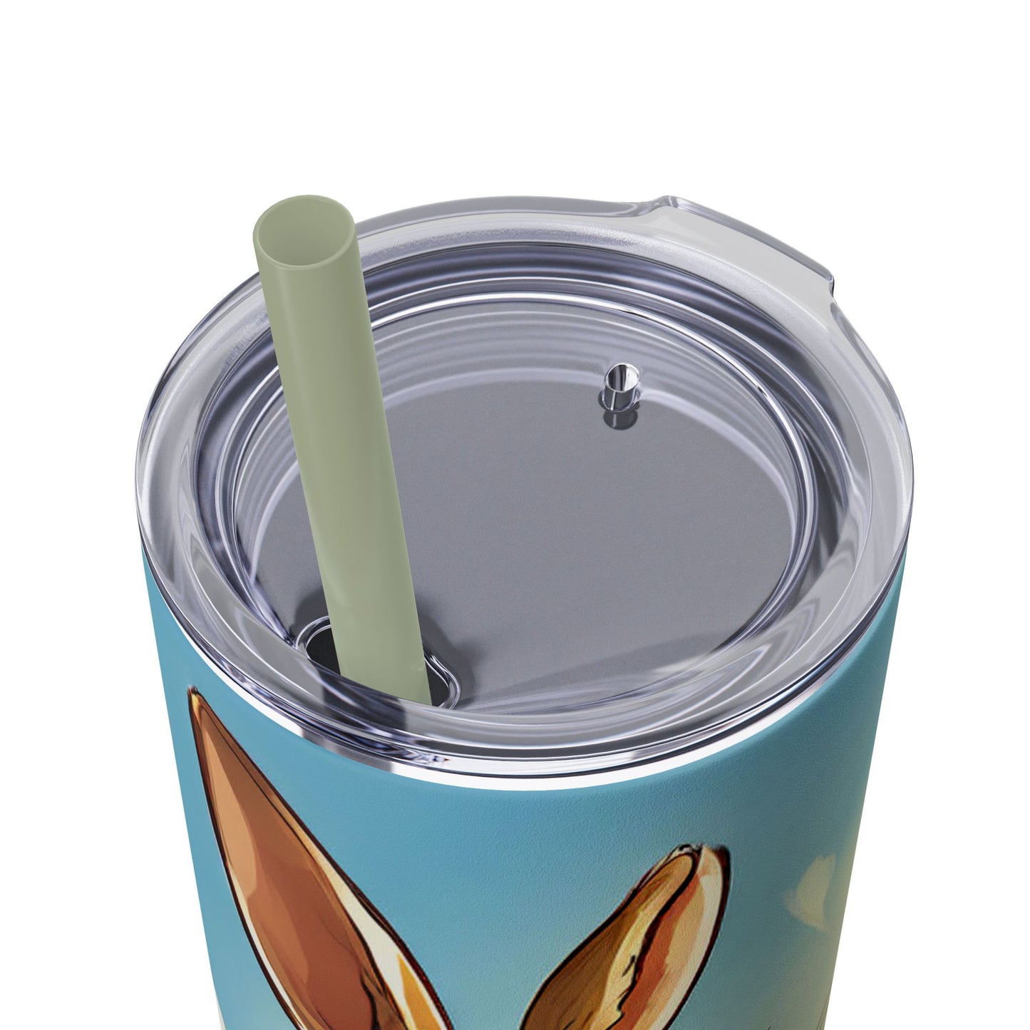 Whimsical Bunny Skinny Tumbler | 20oz Water Bottle, Cute Rabbit Design, Perfect for Spring, Easter, Animal Lovers, Eco-Friendly