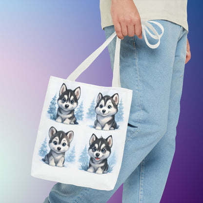Adorable Husky Dog Tote Bag, Cute Animal Lover Gift, Eco-Friendly Shopping Bag, Stylish Pet Parent Accessory, Ideal for Birthdays, Dog Dad