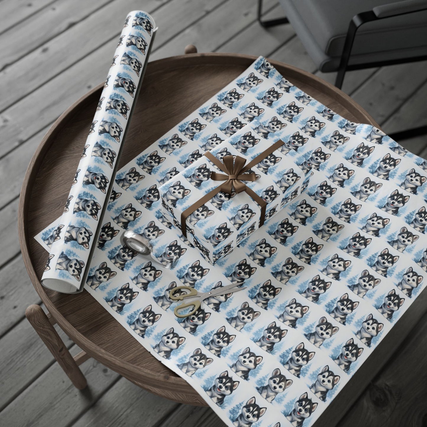 Husky Pattern Wrapping Paper, Dog Lover Gift Wrap, Unique Holiday Wrapping, Birthday Gift Wrap, Pet Themed Wrapping Paper, Winter themed Wrapping Paper