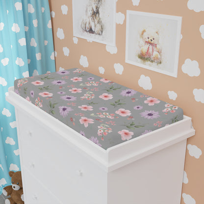 Floral Baby Changing Pad Cover, Soft Nursery Accessory, Baby Shower Gift, Floral Design, Diaper Changing Essentials, Spring Flower Nursery