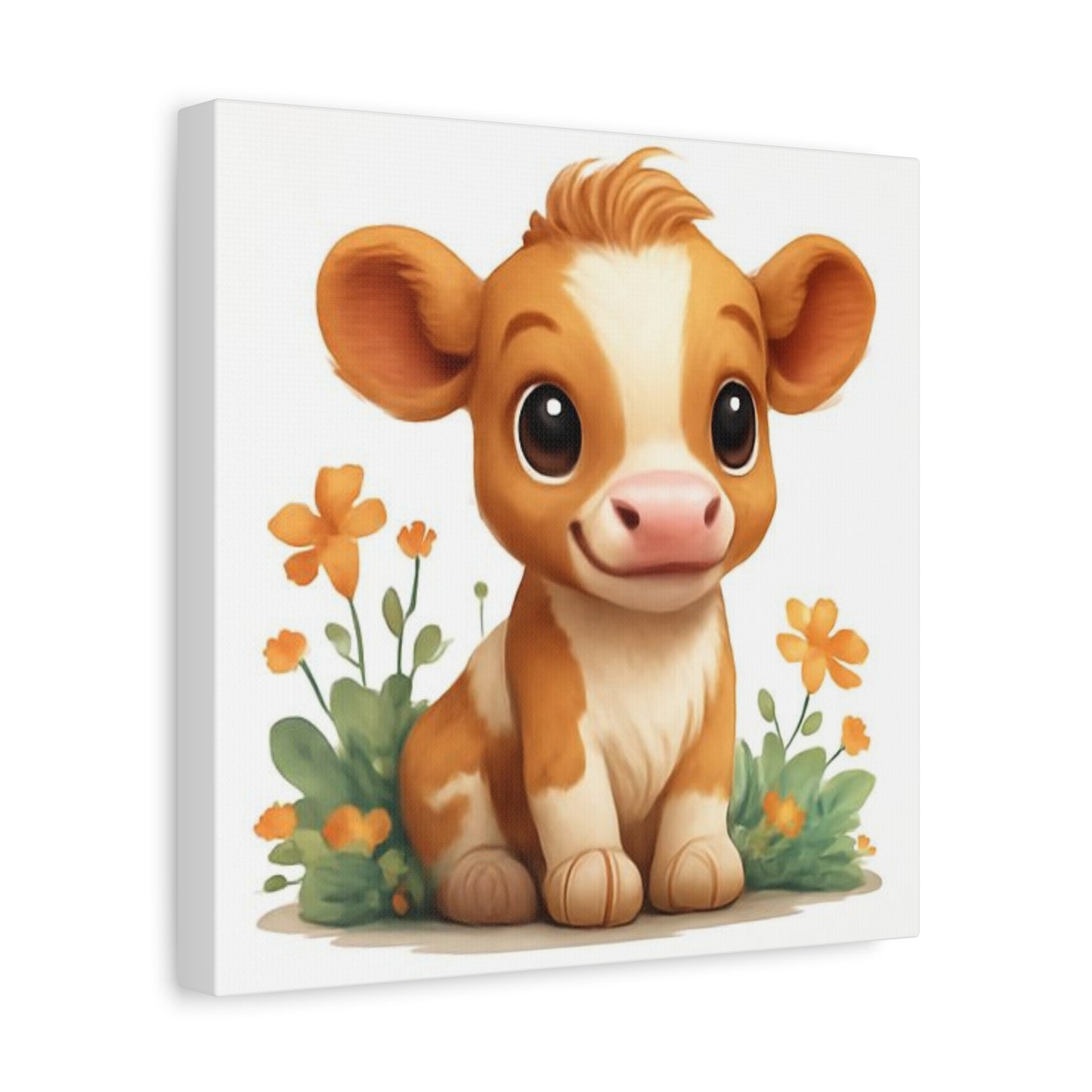Cute Cow Canvas Art Print, Kid's Room Decor, Animal Lovers Gift, Nursery Wall Art, Farmhouse Style Decor