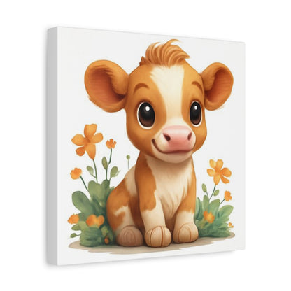 Cute Cow Canvas Art Print, Kid's Room Decor, Animal Lovers Gift, Nursery Wall Art, Farmhouse Style Decor