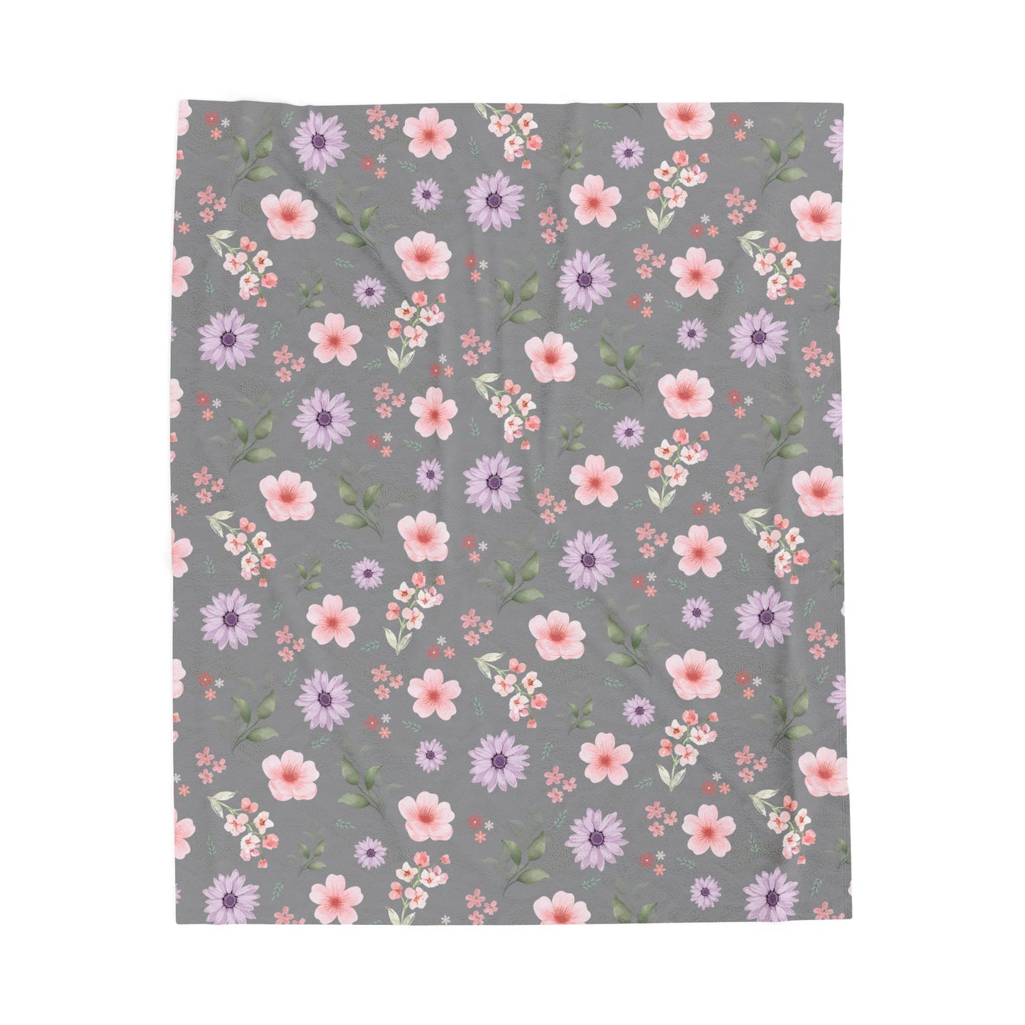 Cozy Floral Velveteen Plush Blanket - Perfect for Home Decor, Gifts, Living Room, Outdoor Picnics, Spring Flower Nursery, Gray Nursery