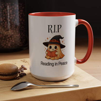 Halloween Reading Mug, Cute Ghost Coffee Cup, Spooky Gift for Book Lovers, Witchy Kitchen Decor, Fun Halloween Gift, Reading Ghost
