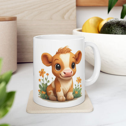 Baby Cow Ceramic Mug, Gift for Cow Lovers, Coffee Mug, Animal Lover's Cup, Housewarming Present, Homestead Farmer Gift,
