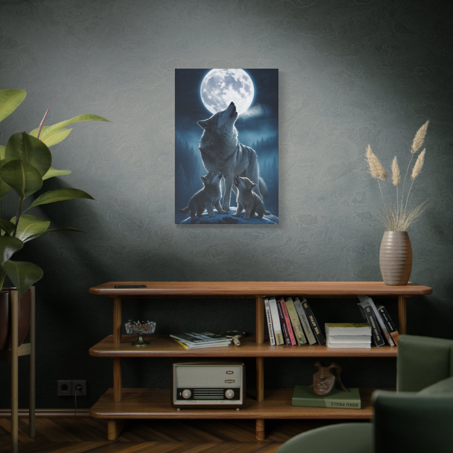 Wolf Howling Moon Canvas Print, Wildlife Wall Art, Nursery Decor, Gift for Animal Lovers, Home Decor