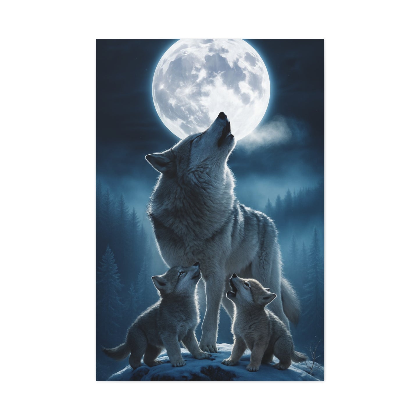 Wolf Howling Moon Canvas Print, Wildlife Wall Art, Nursery Decor, Gift for Animal Lovers, Home Decor
